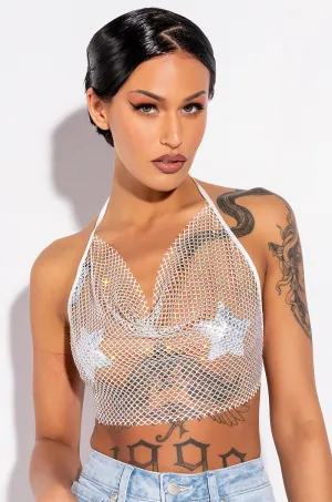 data analysis Minimalist Aesthetic EVIE RHINESTONE MESH HALTER TOP
