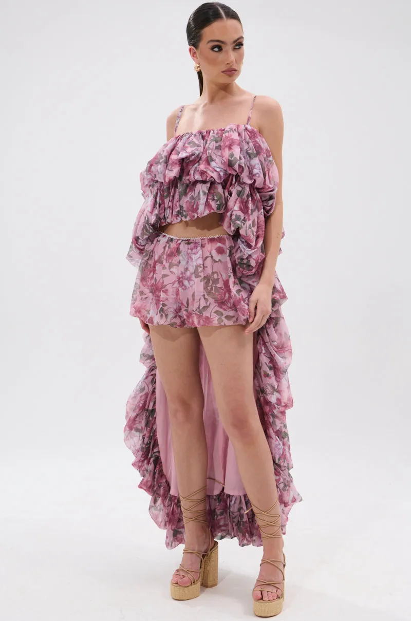 REVERENT FLORAL HIGH LOW BLOUSE TOP oil storage