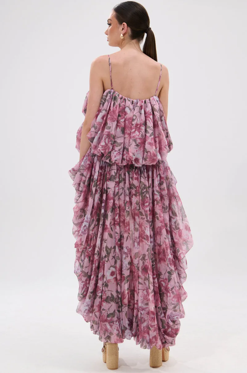 simple appearance REVERENT FLORAL HIGH LOW BLOUSE TOP