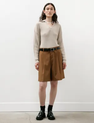 Fade Resistant Material Semi Dull Oxford Shorts Brown