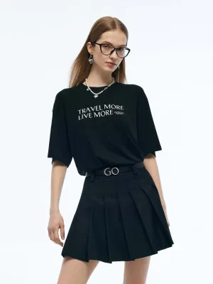 Tencel Blend Letter Print Unisex Loose T-Shirt Urban Trend Look Trendy Look