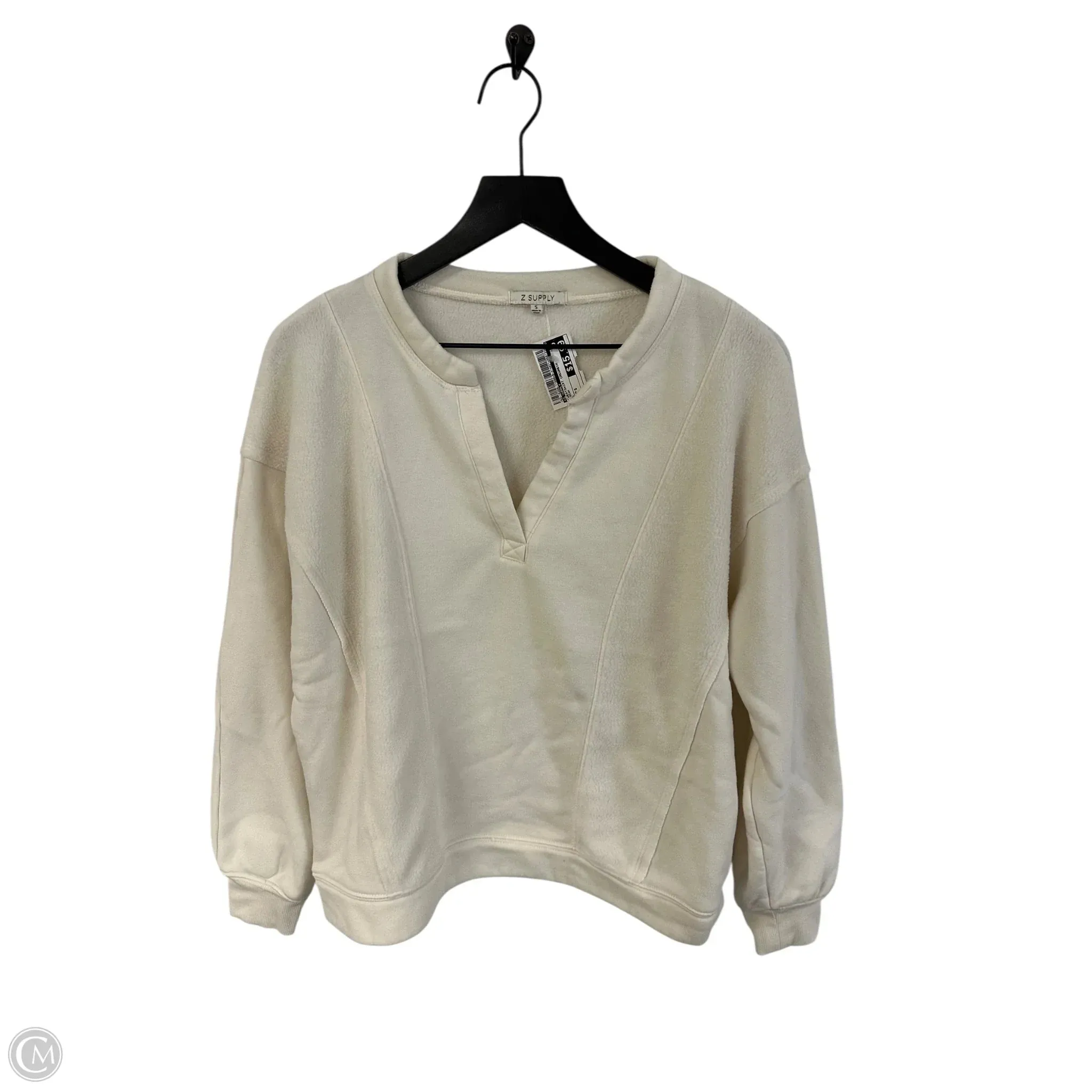 Sweatshirt Crewneck By Z Supply In Cream, Size: S WrinkleResistant Fabric Breathable mesh lining
