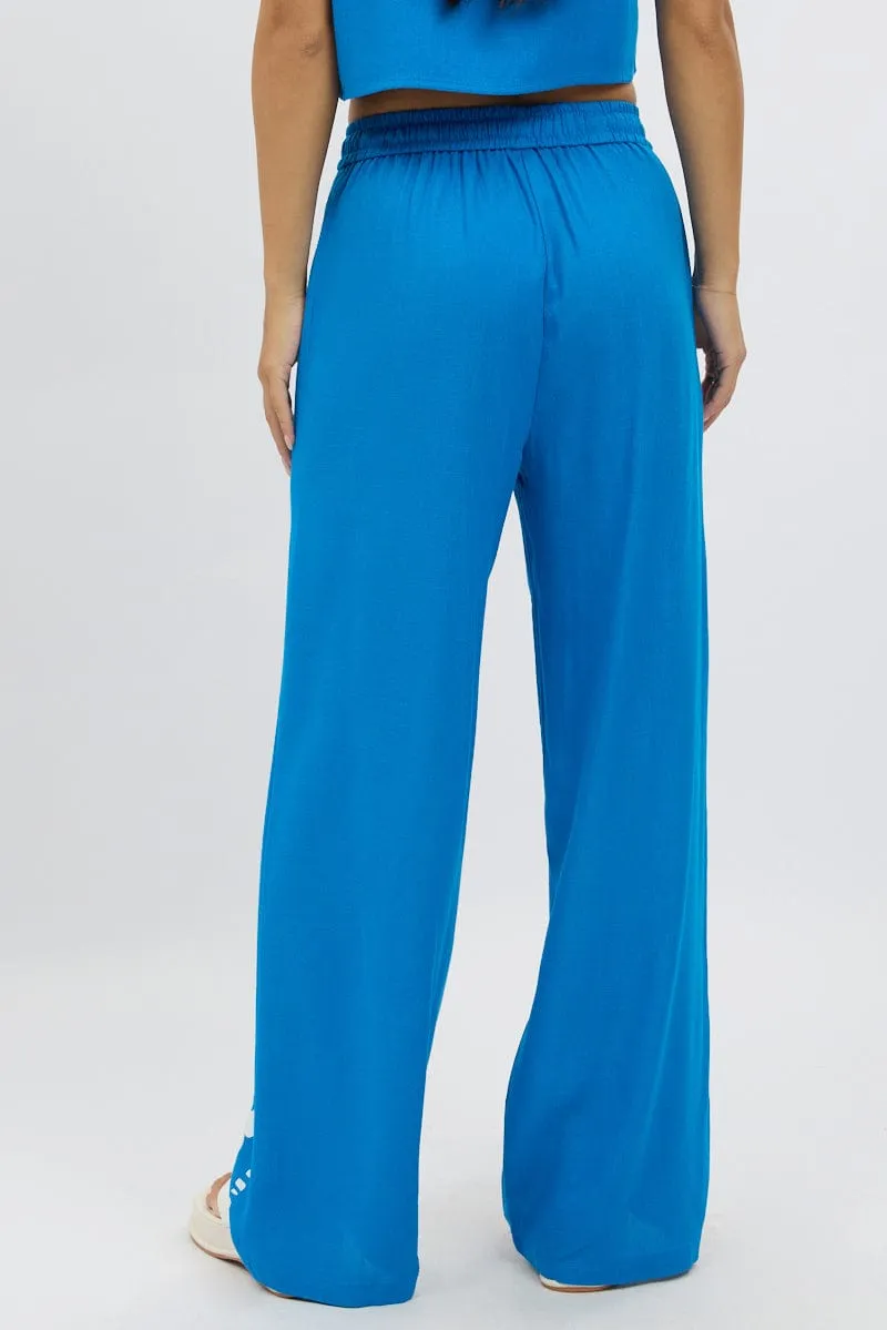 ReinforcedPockets Blue Wide Leg Pants Elasticated Waist