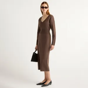 TearResistant Material Earth Fit Bora Off-Shoulder V-Neck Sweater Dress