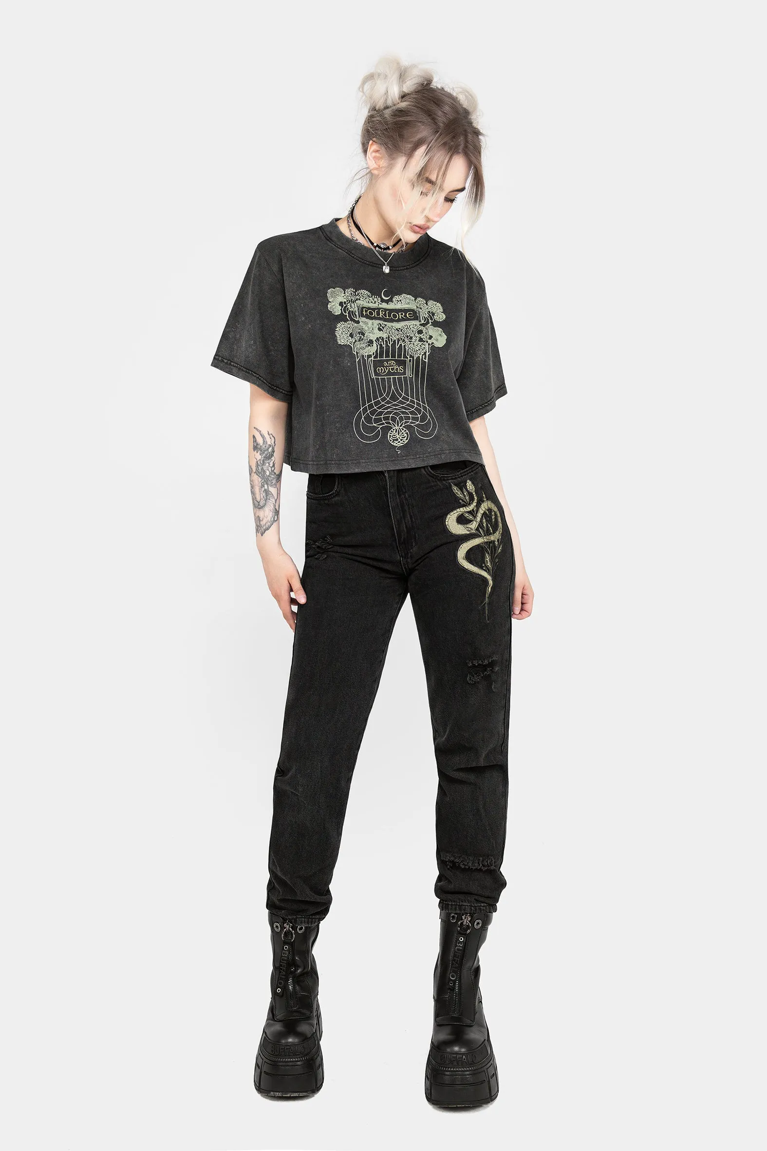 Multi Purpose Wear Casual Comfort Fit Folklore Boxy Crop T-shirt