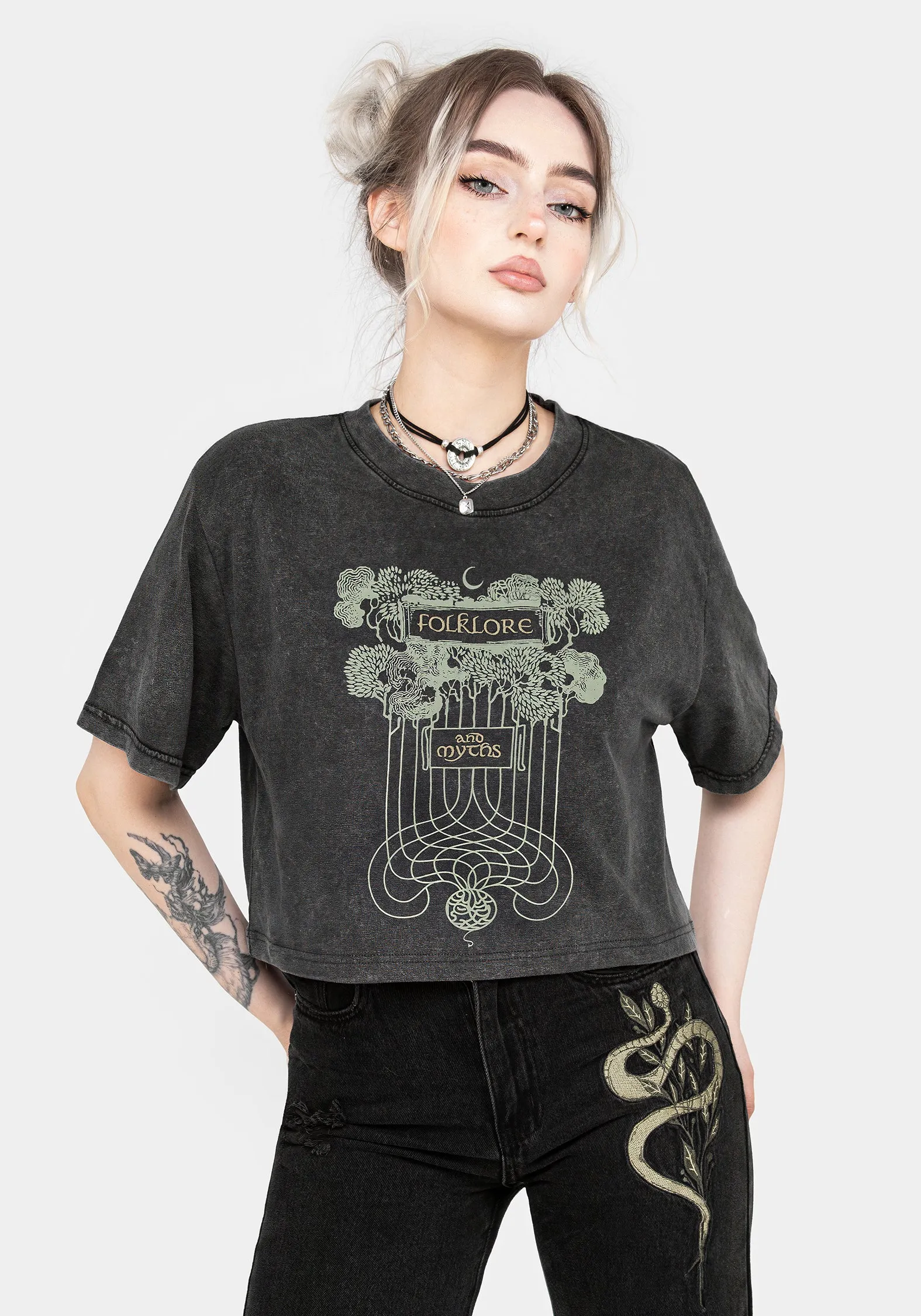 Folklore Boxy Crop T-shirt Comfy Essentials Wear TemperatureControl Fabric