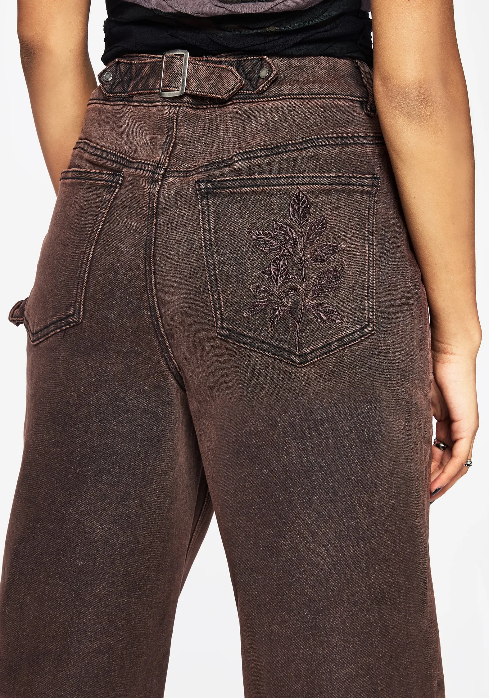 Echo Autumnal Leaf Embroidered Pocket Detail Cropped Jeans Effortless Choice