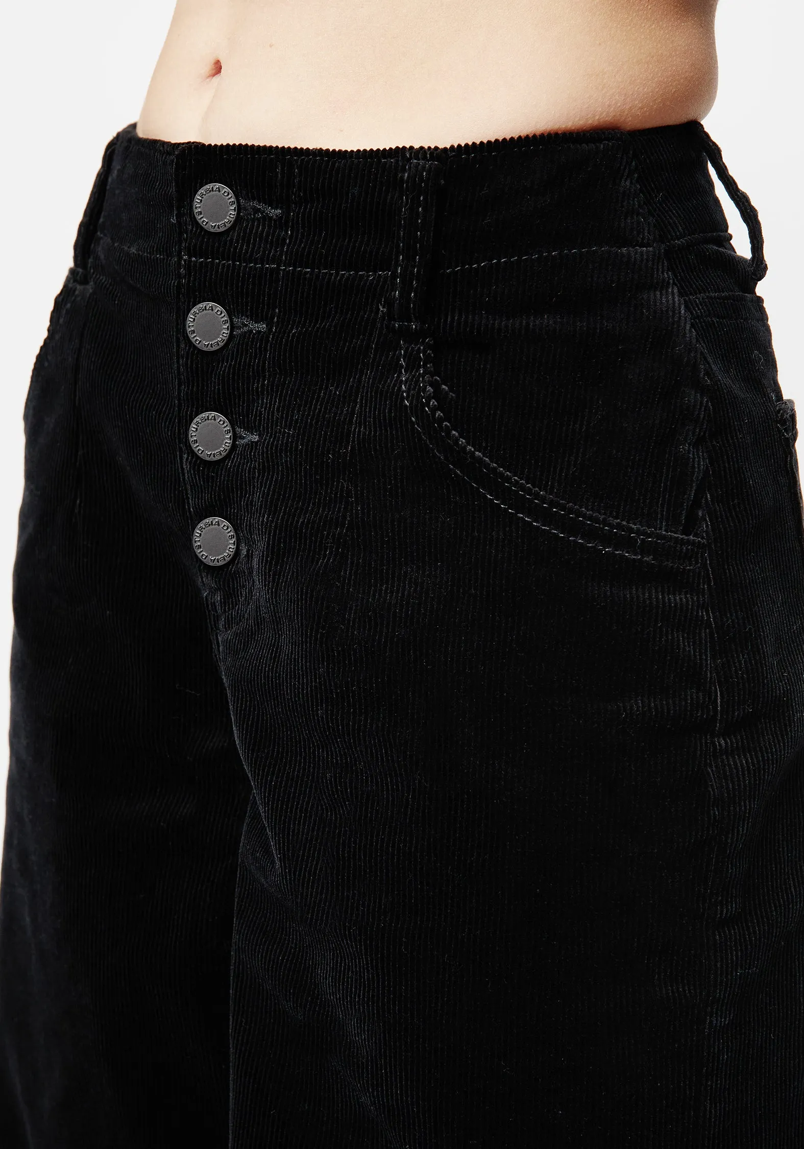 Foster Wide Leg Cord Crop Jeans - Black Soft Core Cool And Simple