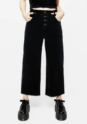 Foster Wide Leg Cord Crop Jeans - Black Traveler Gear Luxury