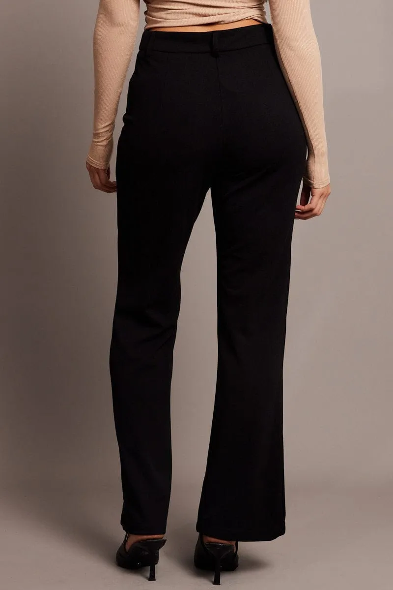 quick dry Wrinkle-Resistant Black Straight Fit Pants High Rise Workwear