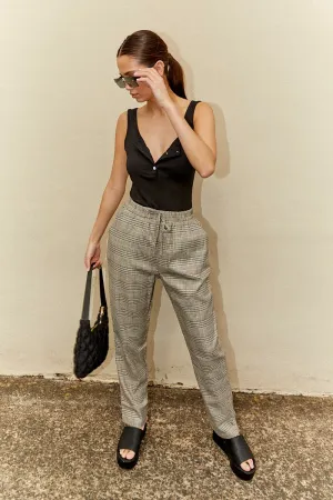 Classic Elegance Check Slim Pants High Rise