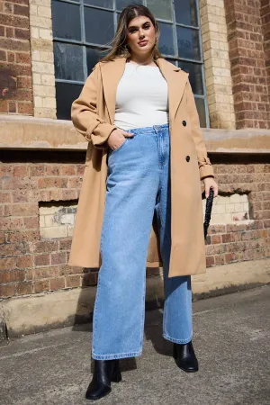 Modern Wear Double Stitched Seams Denim Wide Leg Jeans