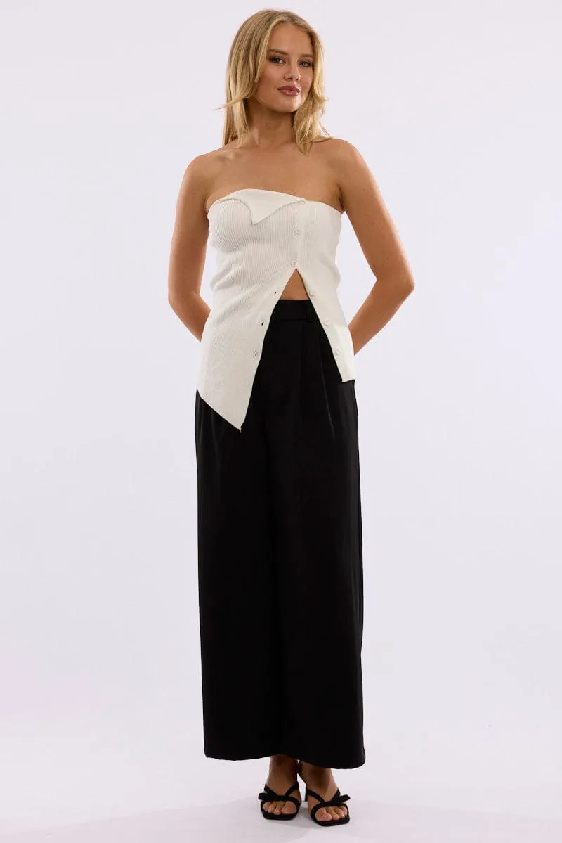 Black Tailored Pants Mid Rise Timeless Wear Comfortable Look
