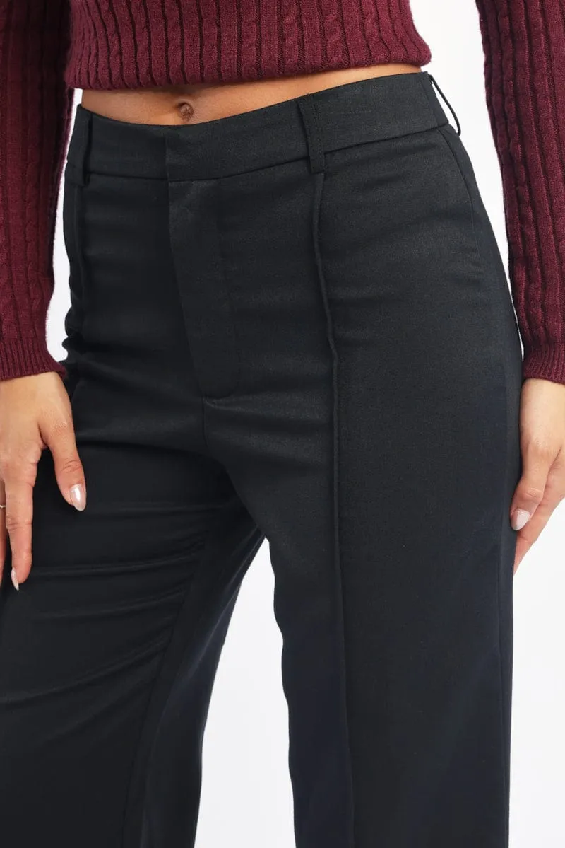 Outdoor Wear ReflectiveAccentDetails Black Smart Pants High Rise