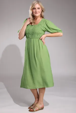 DoubleLayered Fabric Beach Ready Shirred bodice Dress | Apple | 8835A1