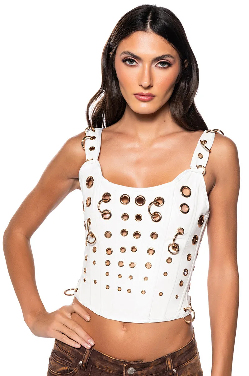 YOUNG & RECKLESS FAUX LEATHER CORSET TOP Urban - friendly Y Back