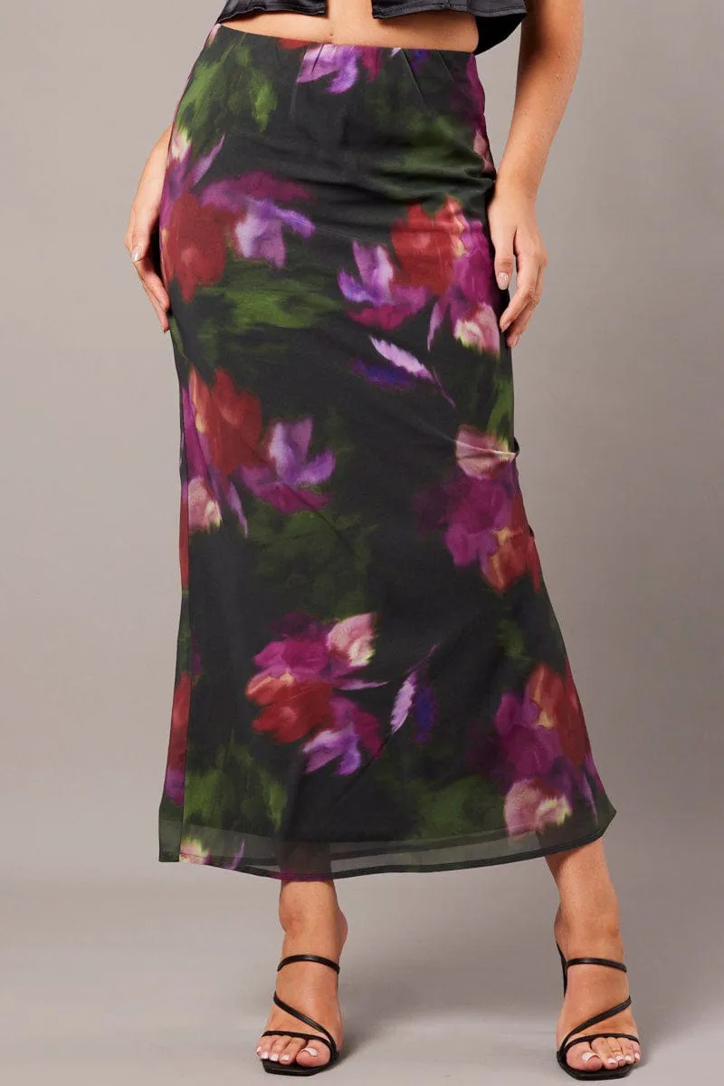 Multi Floral Slip Skirt Maxi Wrap style