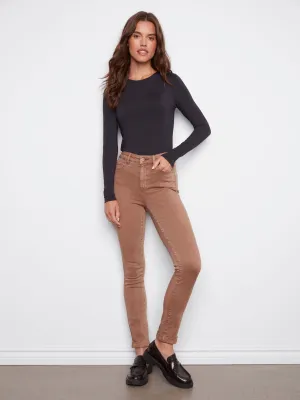 Cuffed Hem Twill Jeans - Truffle Cool Essential
