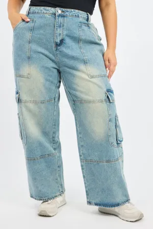 Breathable Brunch Outfit Denim Cargo Jeans Mid Rise