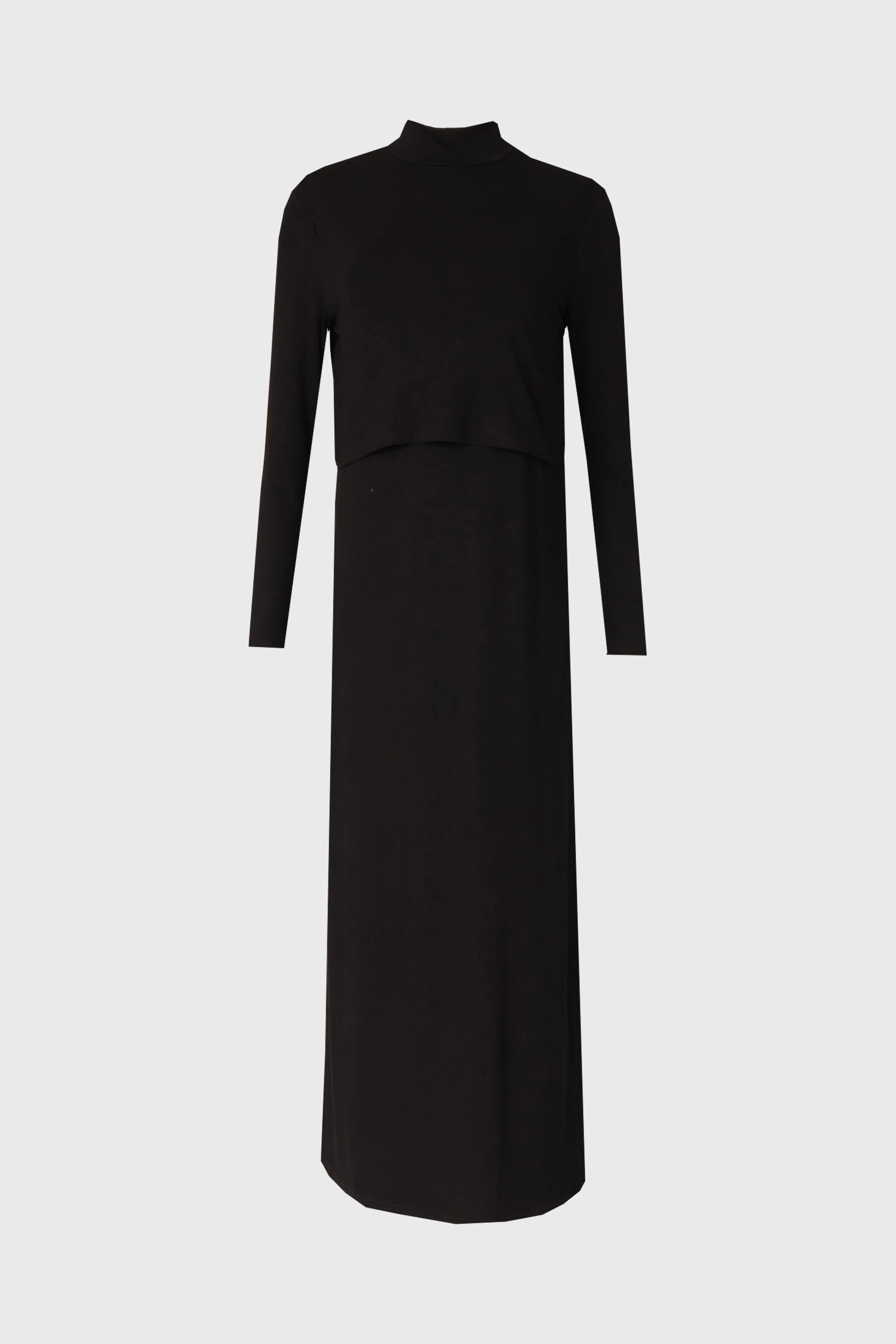 Black Overlay Maxi Dress FadeResistant Dye NonSlipTrim
