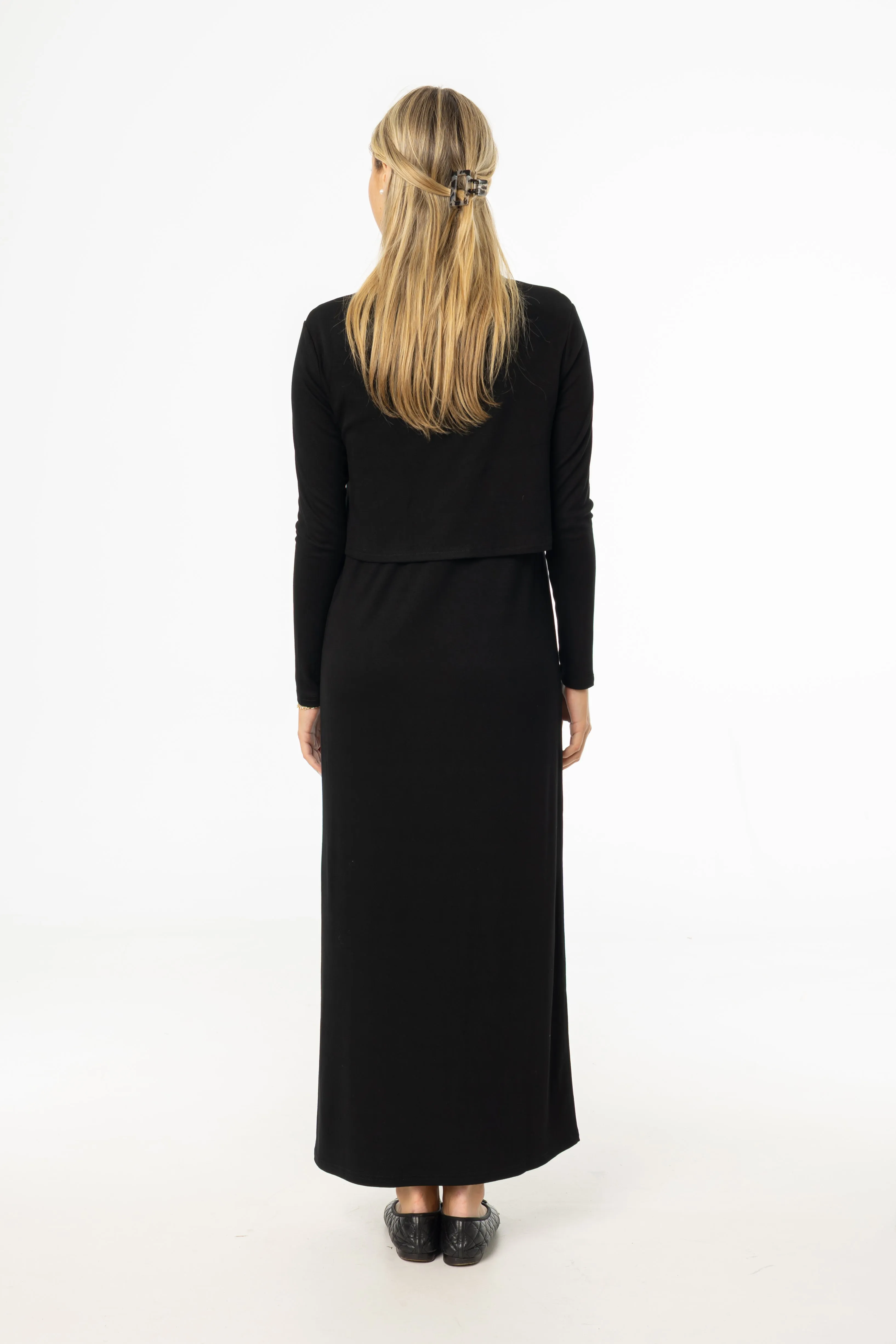 Shimmer Core Comfortable Lounge Black Overlay Maxi Dress