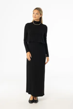 Black Overlay Maxi Dress Cool Design