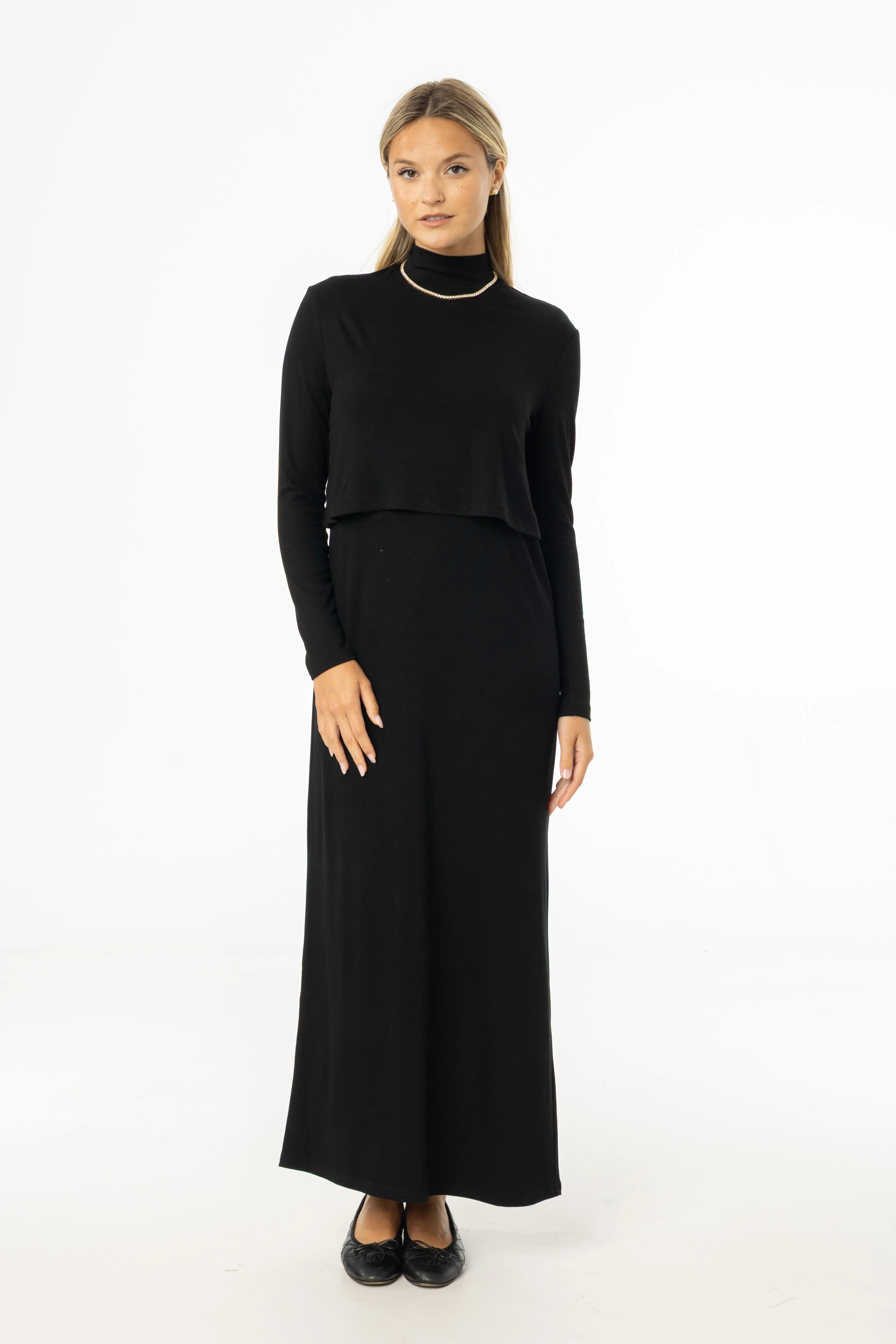 Bio Glow Black Overlay Maxi Dress