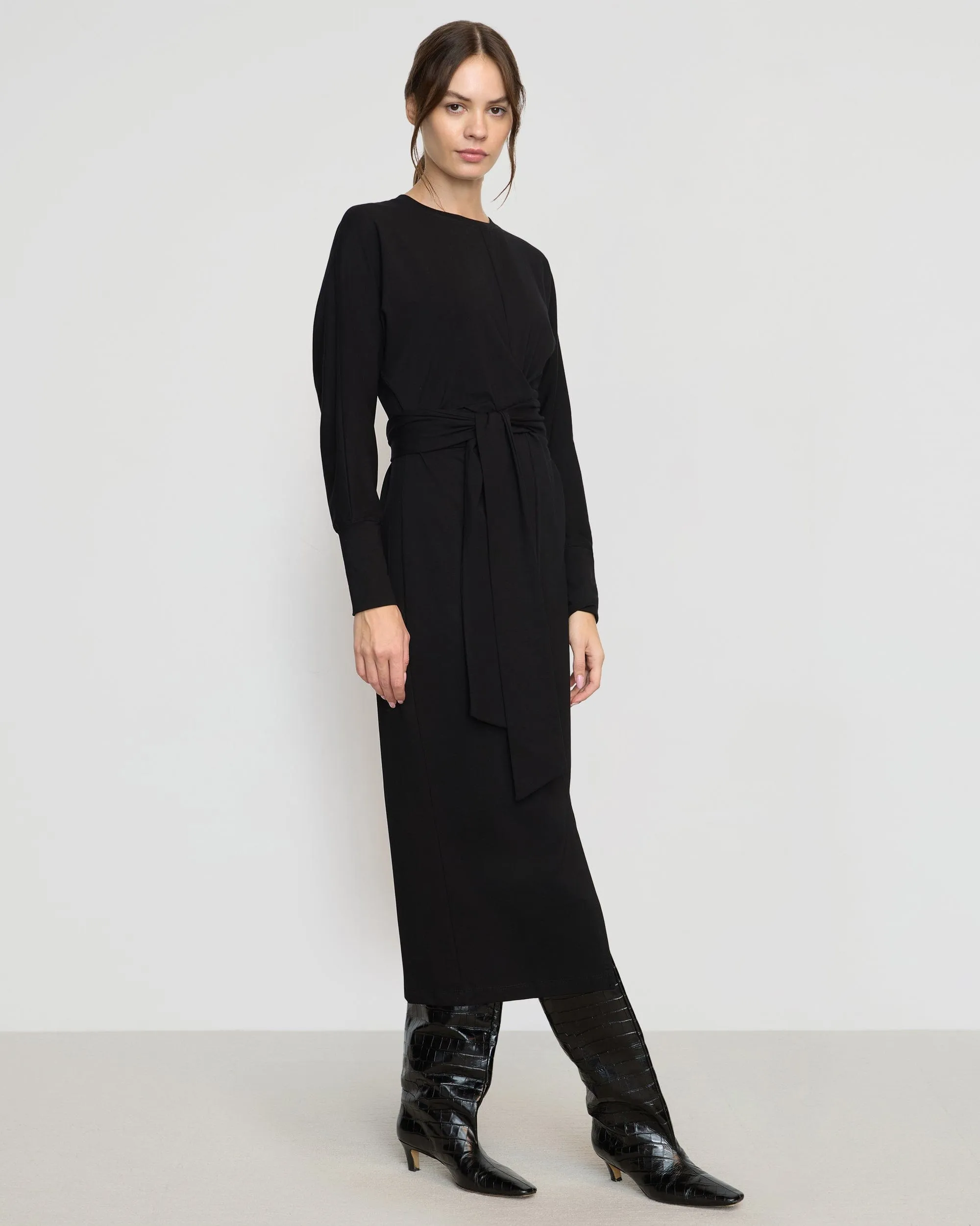Relaxed Jeans Layered Shirt Wei Tie-Front Organic Cotton Dress