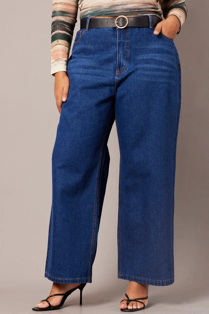 Comfortable Choice Denim Wide Leg Jeans Mid Rise