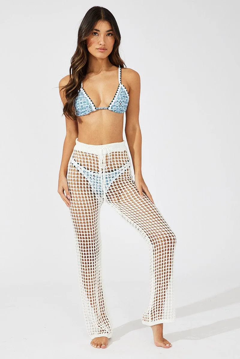 Versatile Layering White Crochet Beach Pants