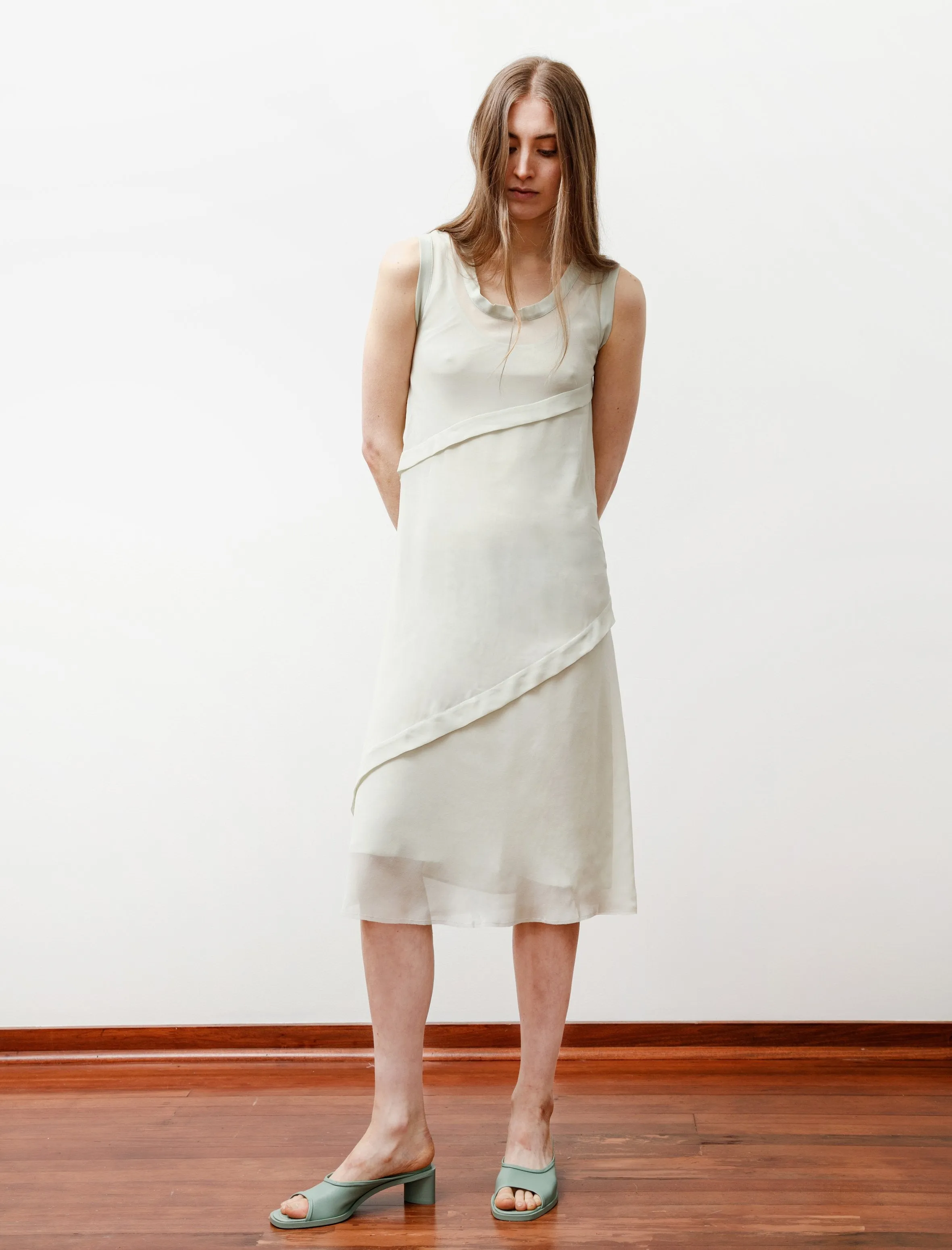 Layered Georgette Dress Pastel Green Easy Layering