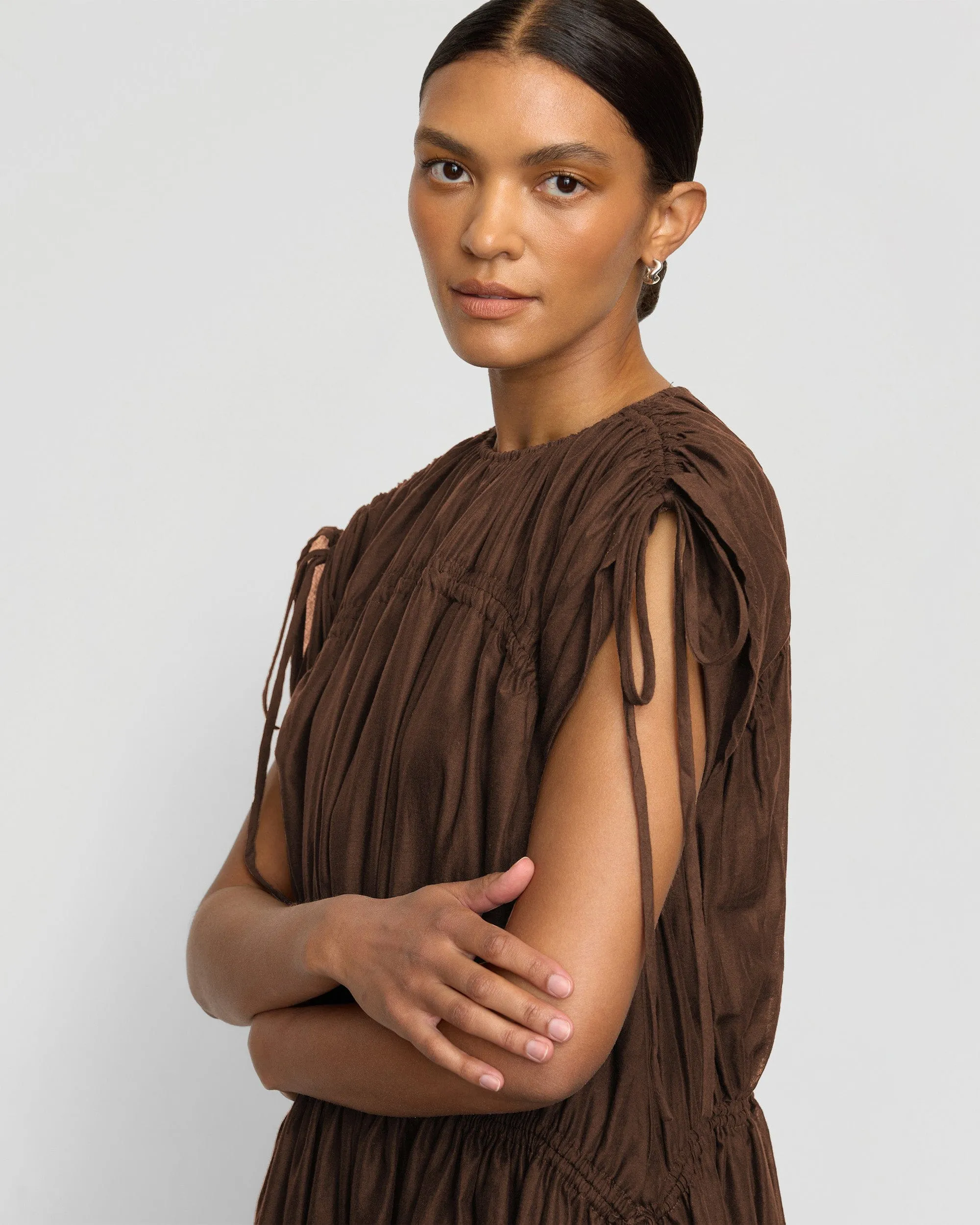 Sleek Style Akemi Tie-Shoulder Organic Cotton Dress