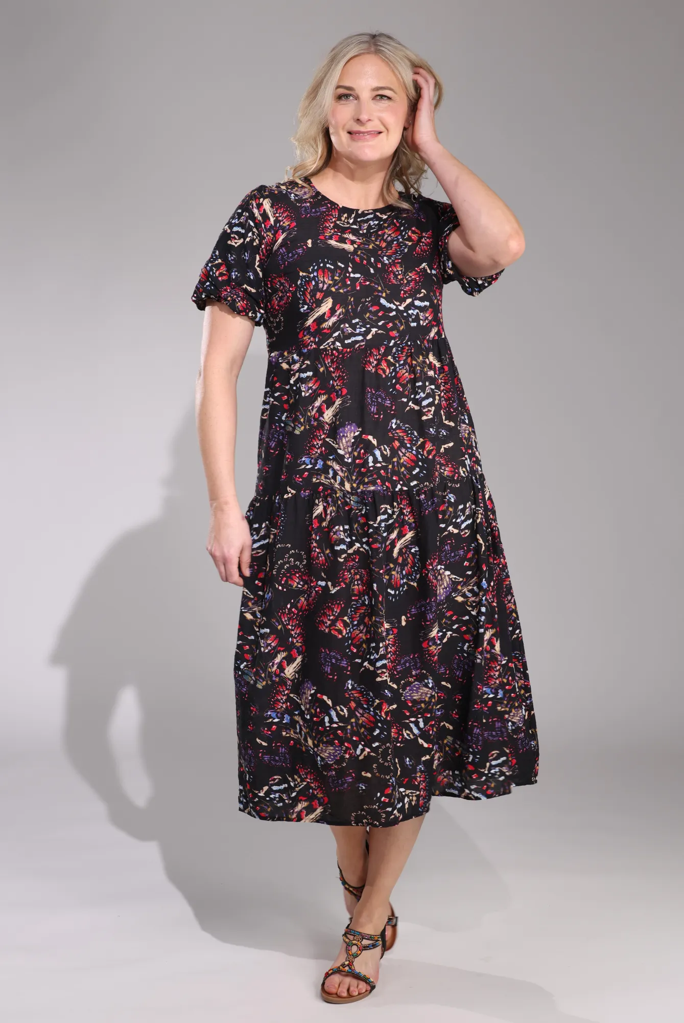 Easy Cool Midi Summer Dress | MULTI BUTTERFLY | 6542C1