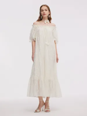 Tencel Blend Embroidered Women Maxi Dress River Core