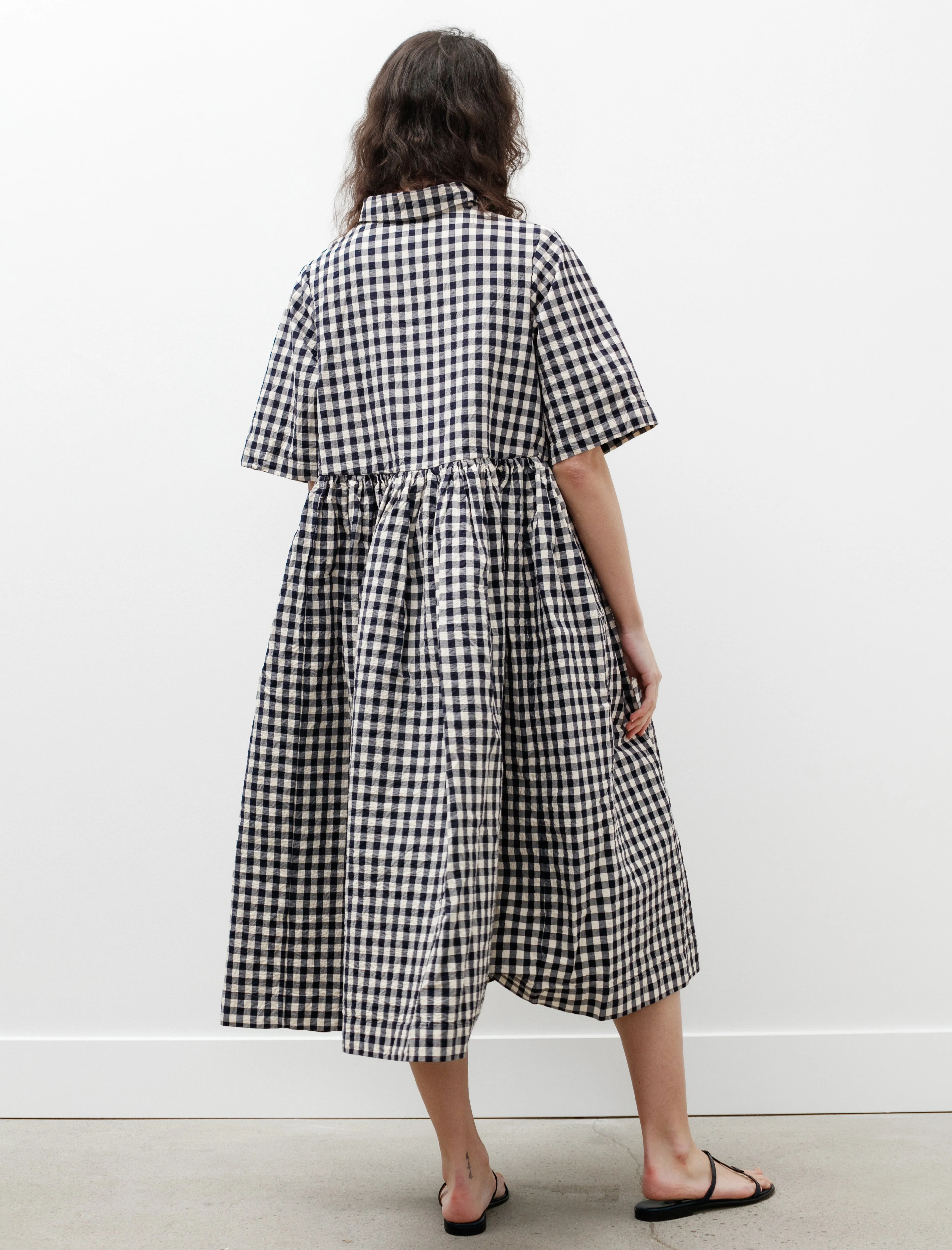 Ethal Dress Navy Check Dance Flow