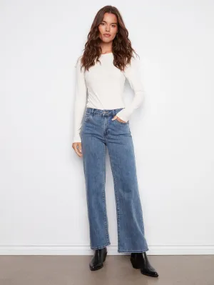 Chloe Wide Leg Jeans - Medium Blue Style Element Quick Outfit