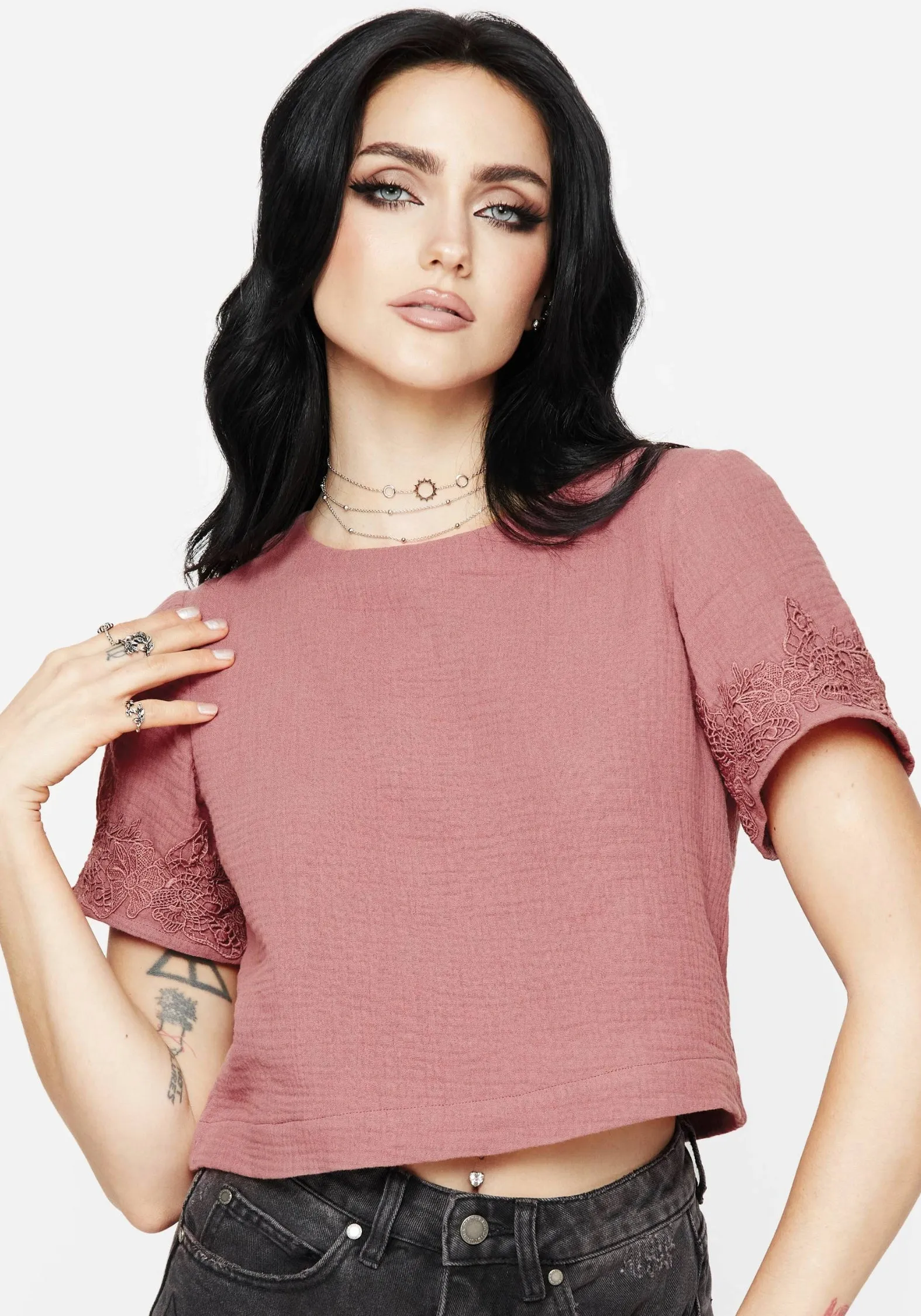Rosamoth Applique Trim Cotton Short Sleeve Top Cozy Vibe Wear Picnic