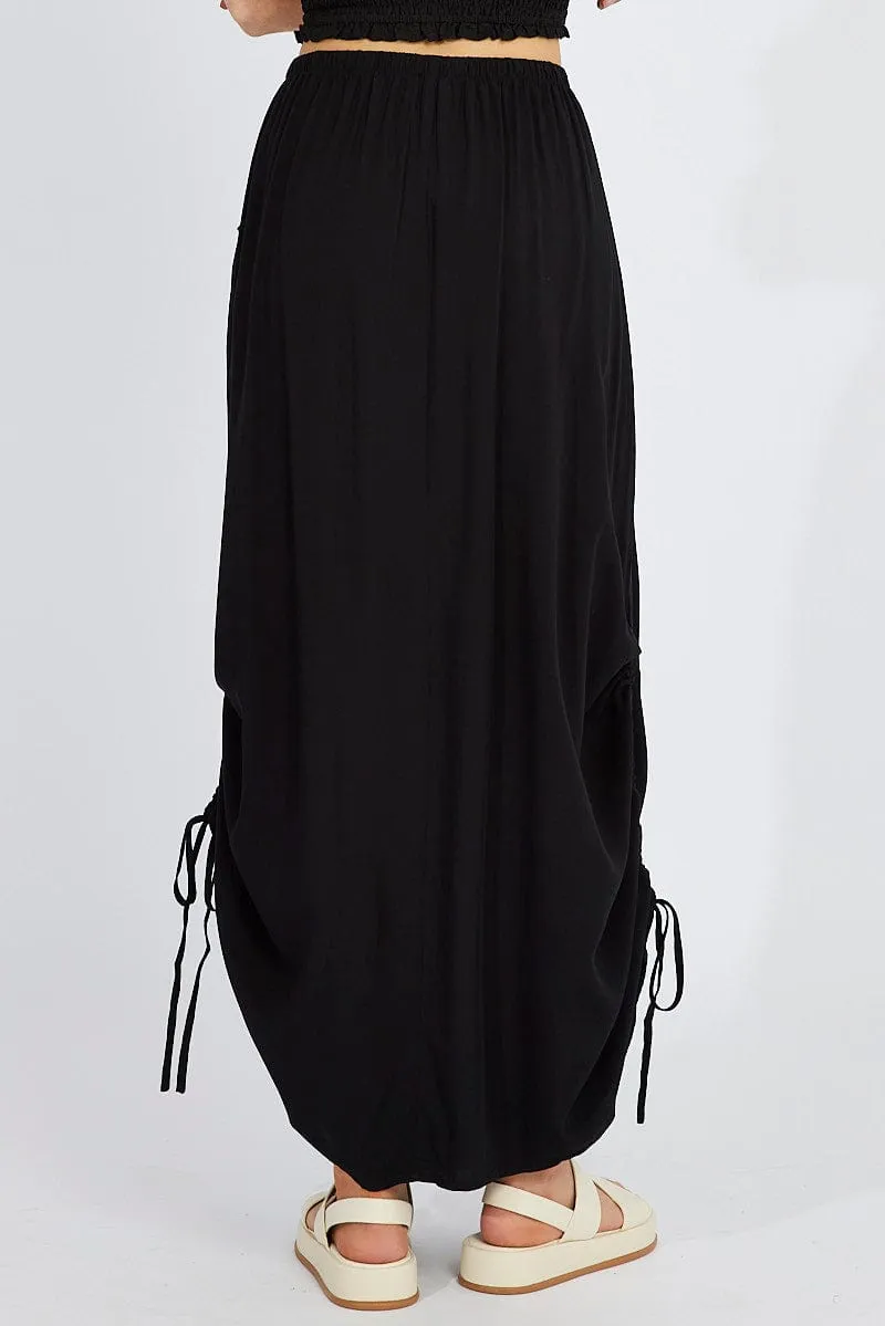 Chill Wear Black Maxi Skirt Side Ruched