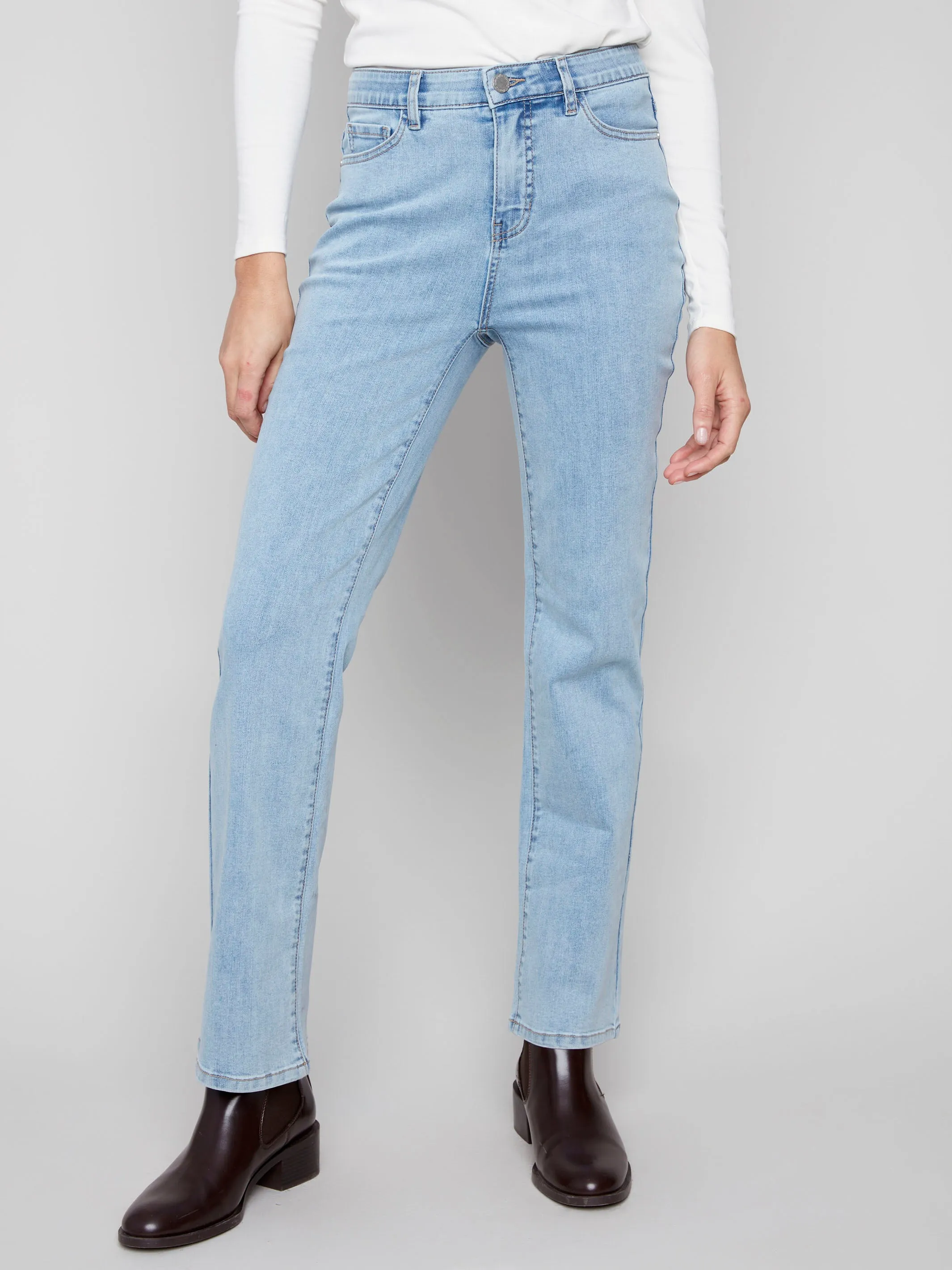 Stretch Unisex Wear Classic Wear Slim Family Style Daily Wear Charlotte Straight Leg Jeans - Light Blue