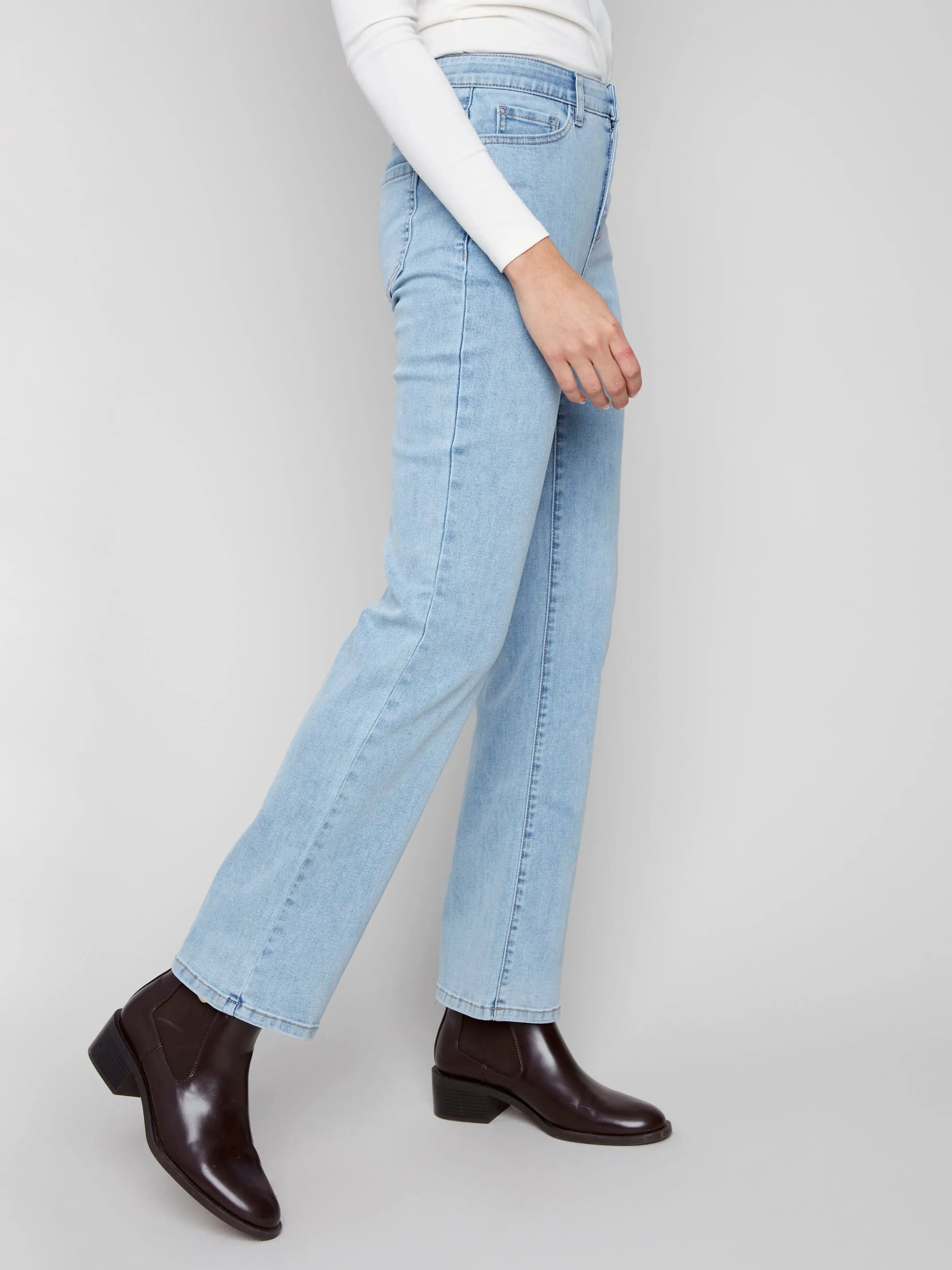 Premium Elegant Charlotte Straight Leg Jeans - Light Blue