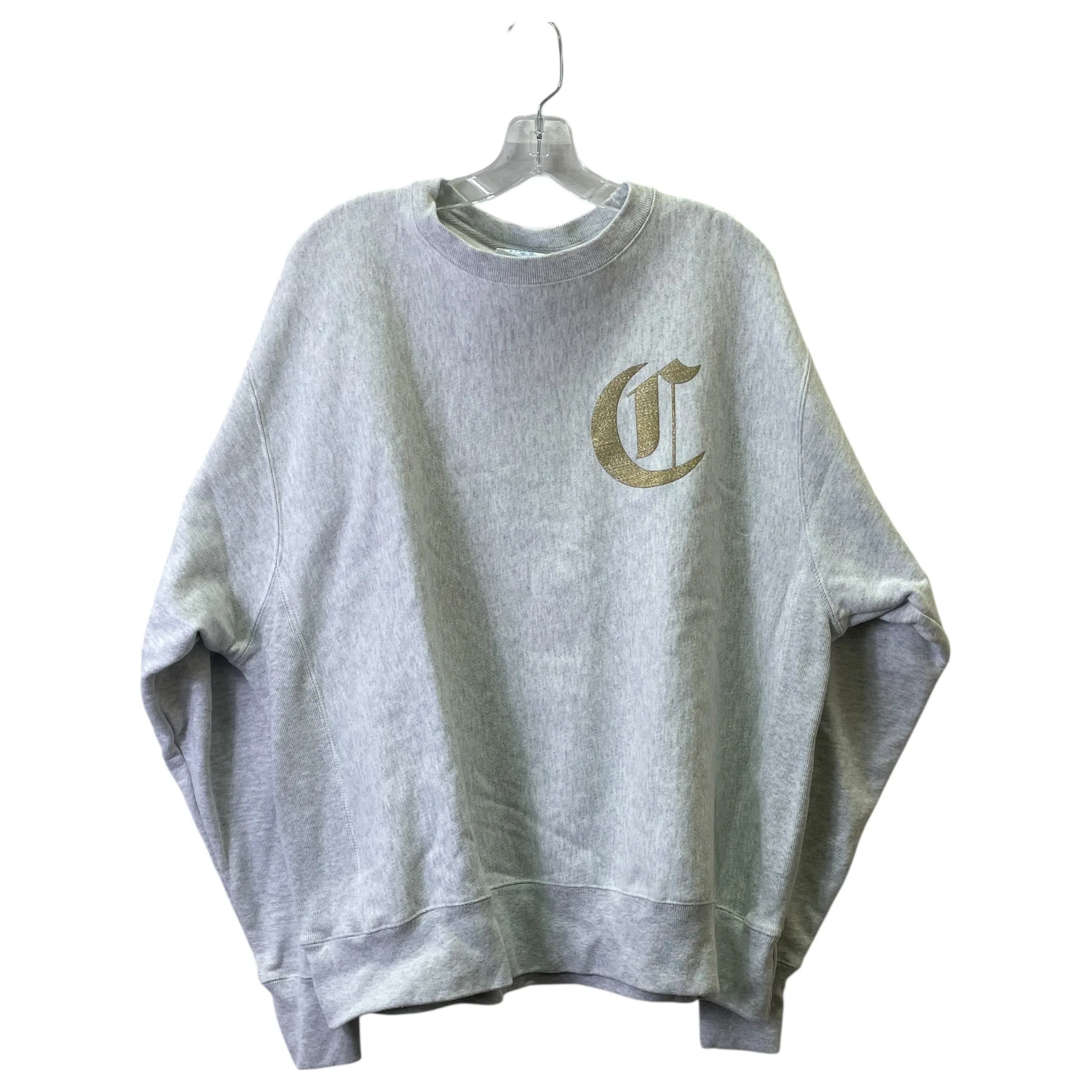 Athletic Sweatshirt Crewneck By Champion In Grey, Size:Xl WrinkleResistantCloth Thermal Insulation