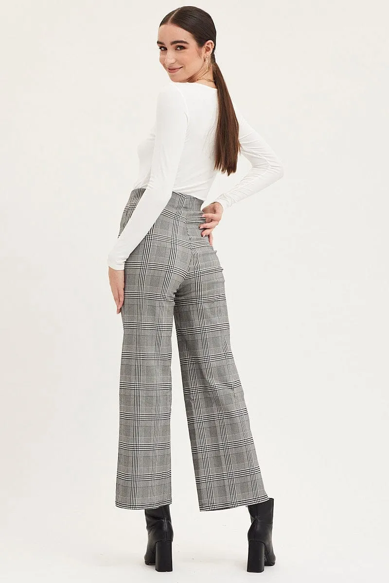 Ripped design Chilly Day Ready Check Flare Pants High Rise