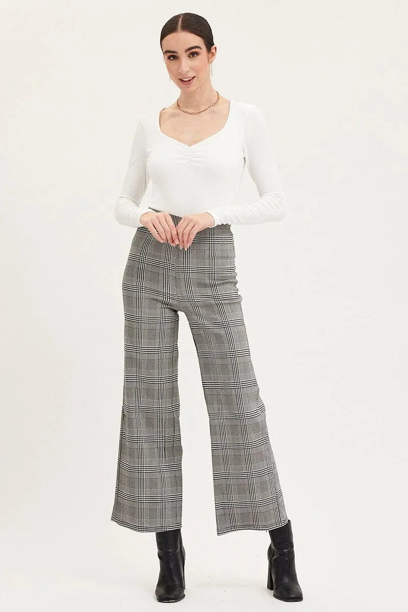 Softened Hem Core Movement Check Flare Pants High Rise