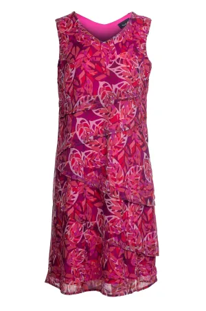 Layered panel V neck Dress | CERISE LEAF | 8559A1 StaticResistantLining