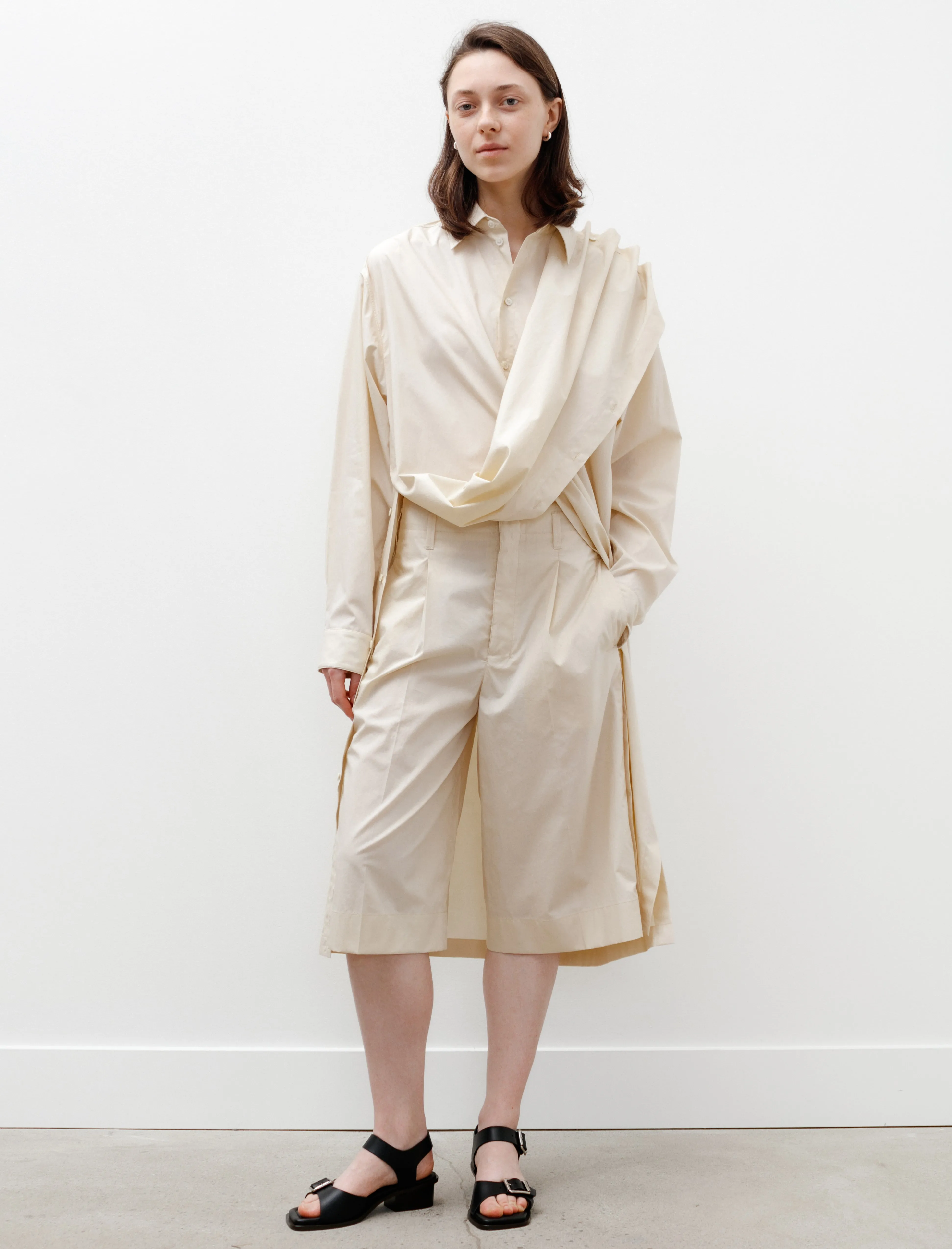 Zen Glow Active clothing Playful Buttoned Shirt Dress Cream