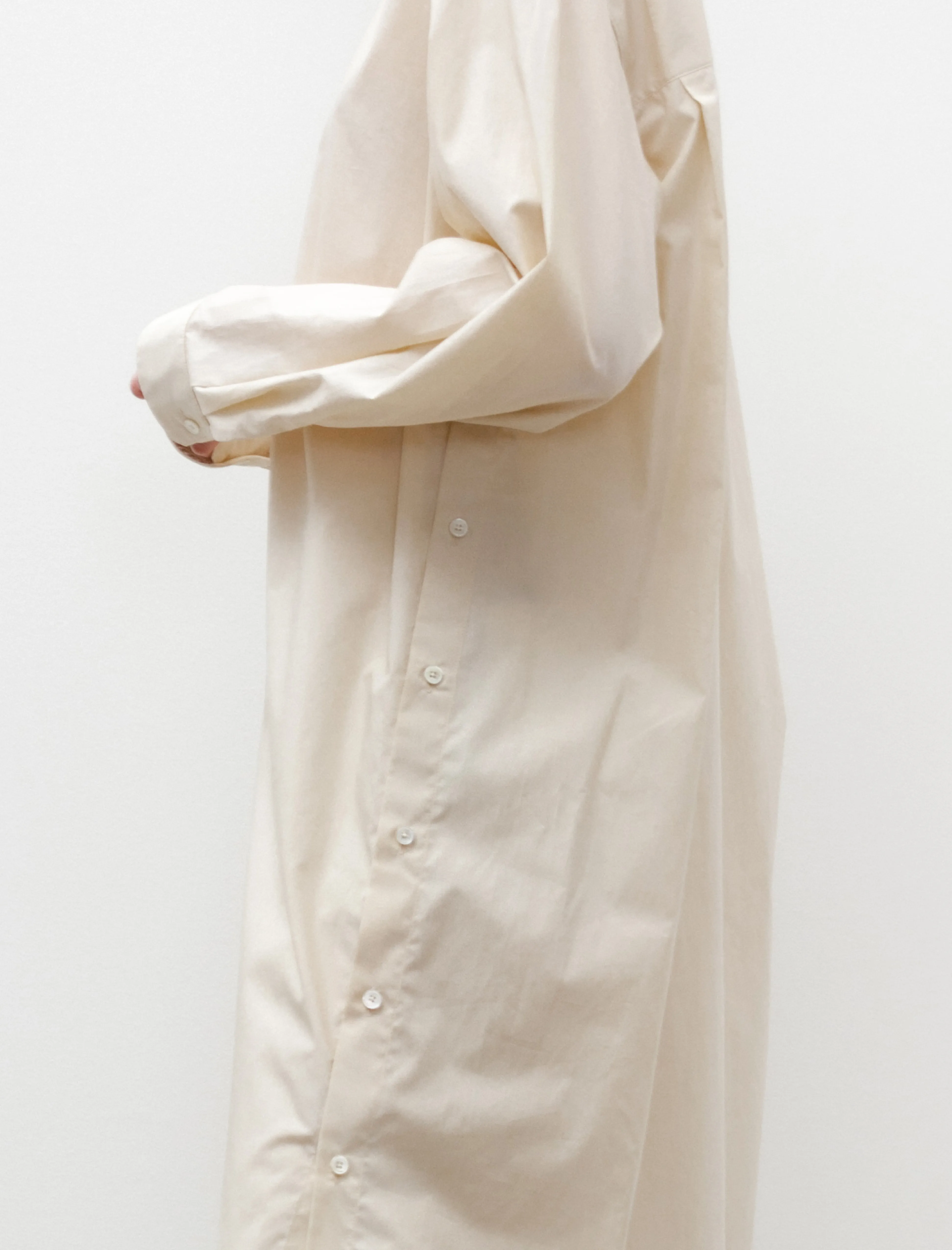 Inner Glow HighVisibility Trim Playful Buttoned Shirt Dress Cream