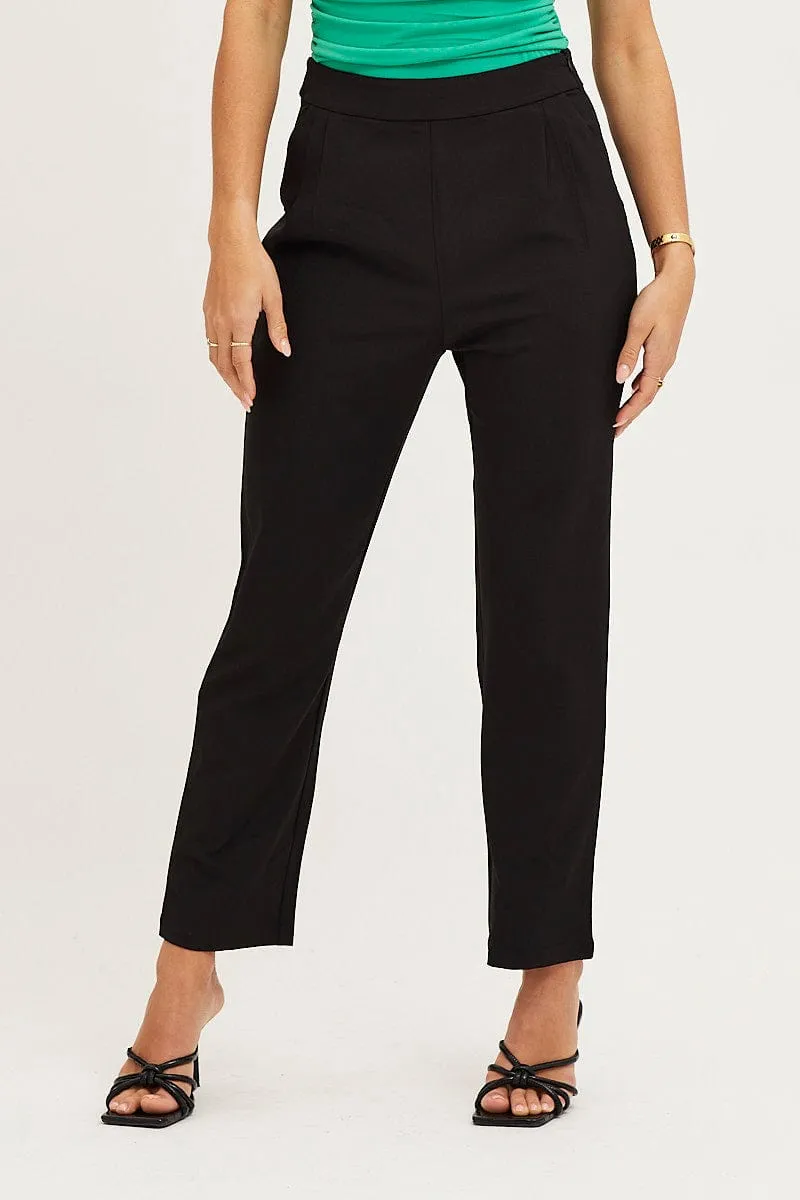 Fresh Fit Black Cropped Pants High Waist Workwear