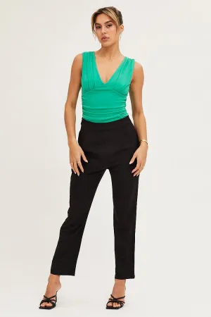 Black Cropped Pants High Waist Workwear Quick Move hypoallergenic material