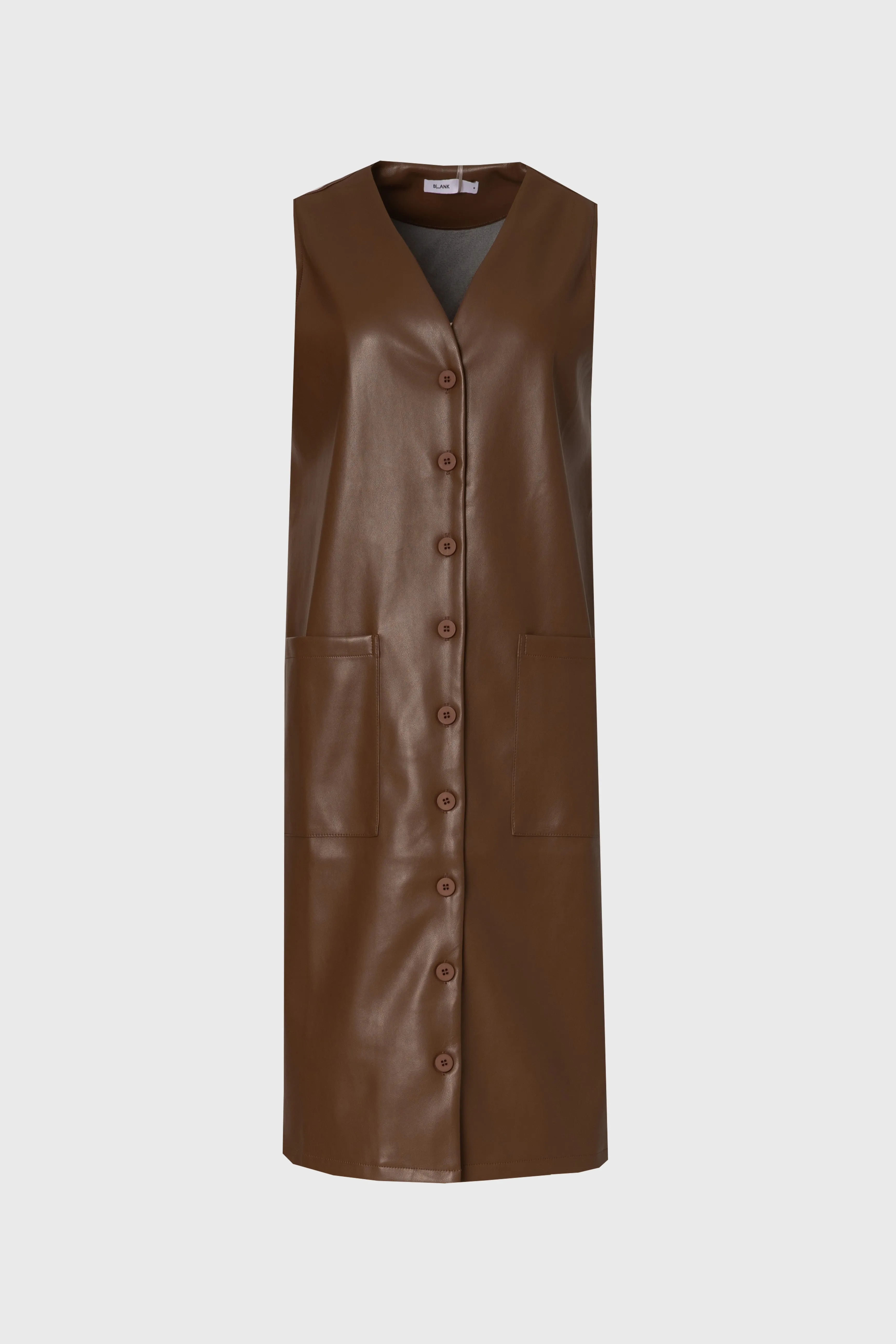 Brown Vegan Leather Vest Dress PreShrunk Cotton Fashionable Look