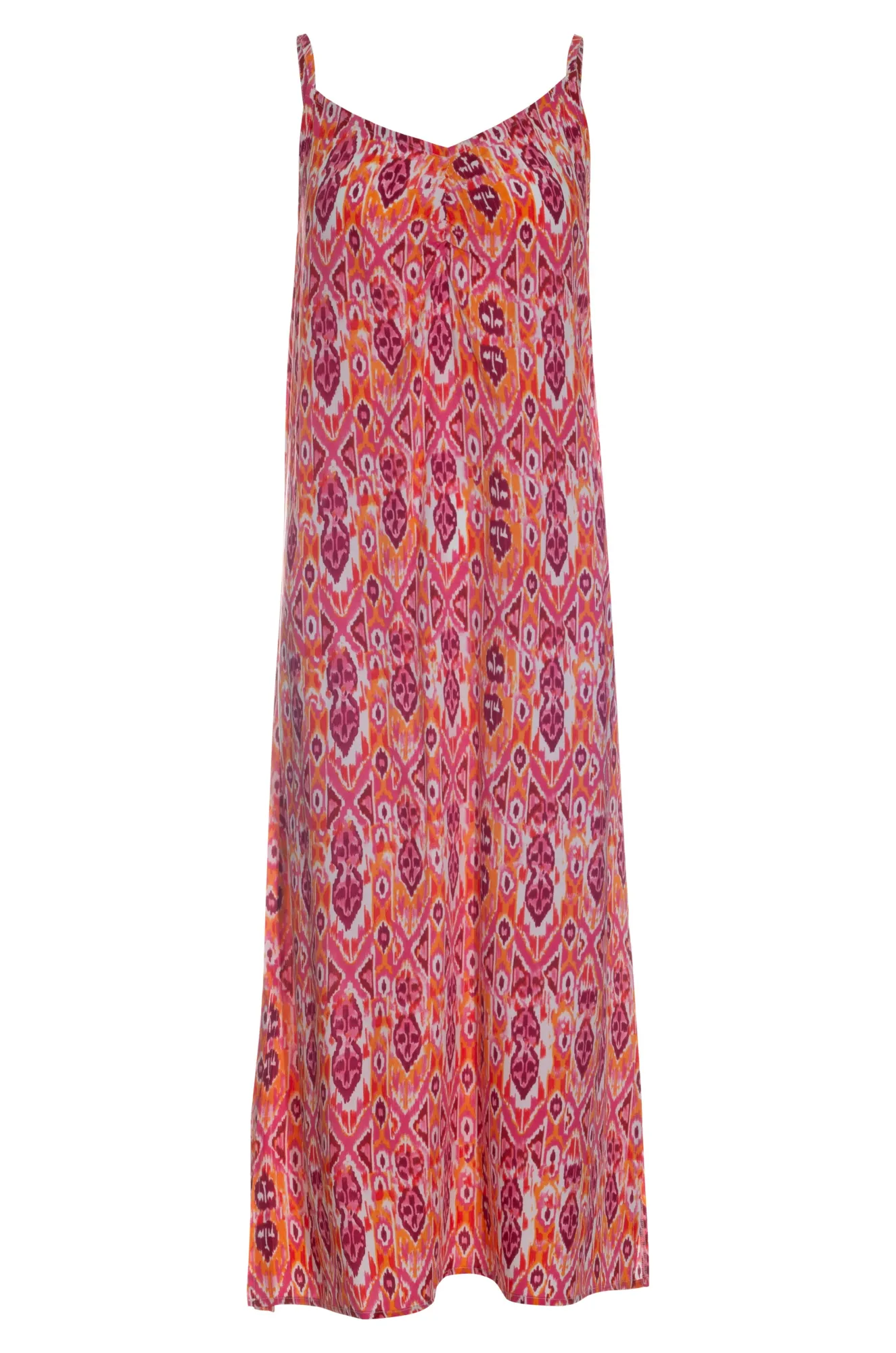 Cultural Fit Vision Fit Maxi Dress with spaghetti straps | Pink Orange Aztec | 3357AR